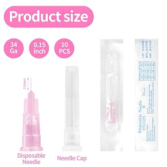 10pcs 34 Ga 4mm/0.15inch Disposable Injection Needle with Cap for Scientific and Industrial Dispensing NeedleLaboratory Tools Individually Sealed