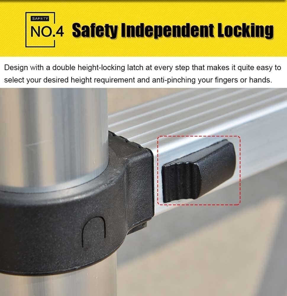 Heavy Duty Aluminum Telescoping Ladder with 360° Rotating Hook - Portable Folding Extension Ladder for Home Attic RV Roof Access Safety and Stability