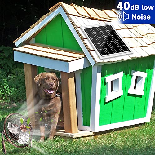 Fanspex Solar Powered Fan For Dog House, 6-Inch Fan+10W Solar Panel Kits For Outdoor Greenhouse, Chicken Coop Cooling, 39Db Super Quiet, Above 10,000 Hours Lifespan (Bronze) #TOP5