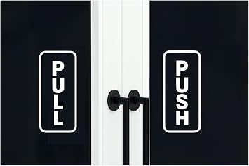 White Push and Pull Door Vertical Sticker Sign for to Open and Close, Waterproof Store Glass Vinyl Decal, Store Door Business Shop Window Vinyl Decal, 5.5 * 2.5"