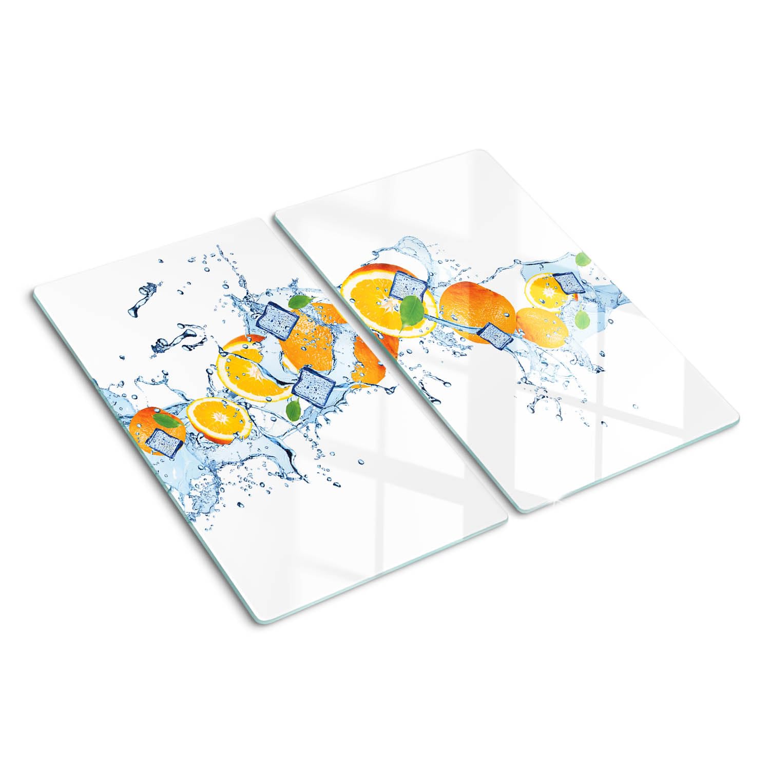 Planche de cuisine en verre avec bords polis et pieds antidérapants motif poivron