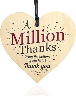 Hanging Wooden Heart Sign Plaque, A Million Thanks From My Heart Wooden Plaque Thank You Friendship Love Gift, Light Wood Hearts Signs, Friendship Plaques, Mothers Day Mum Present