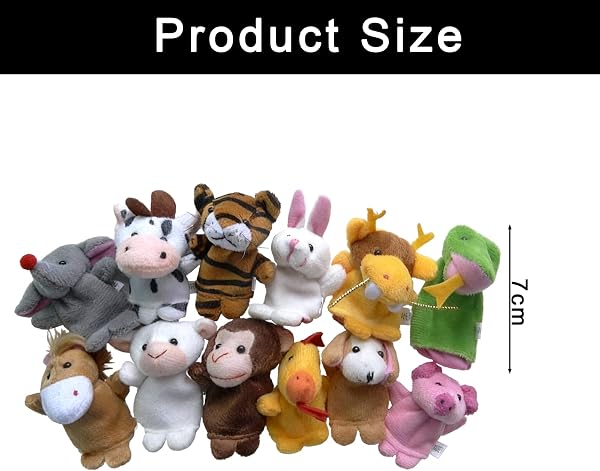 Lot de 12 marionnettes à doigts en peluche - 12 styles - Mini animaux - Figurines en peluche pour anniversaire, baptême - 2