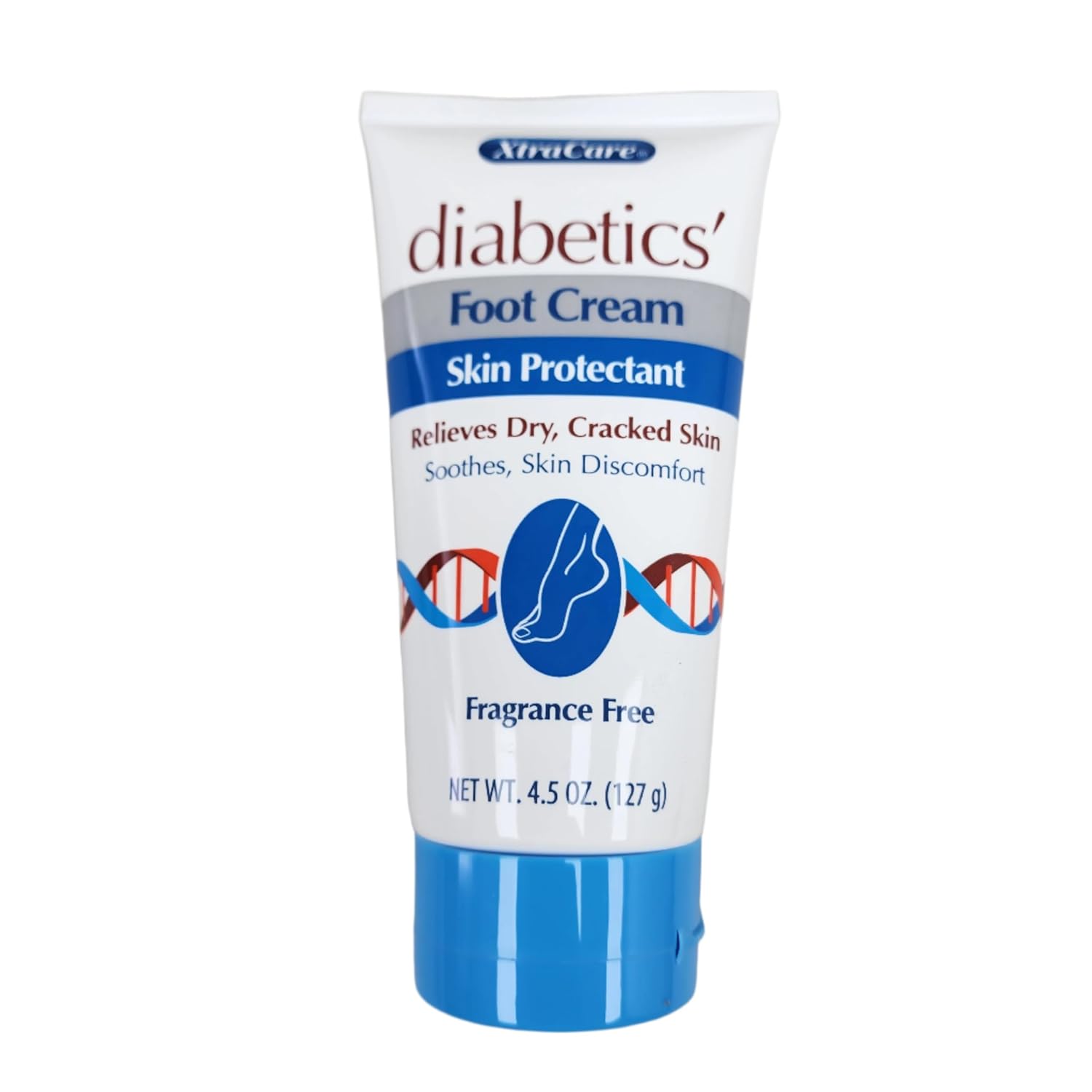 XtraCare Diabetics Foot Cream Skin Protectant 4.5oz, Soothes Dry and Cracked Skin, Fragrance Free 2-Pack