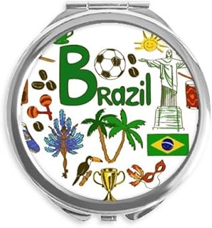 Brazil Love Heart Landscap National Flag Hand Compact Mirror Round Portable Pocket Glass