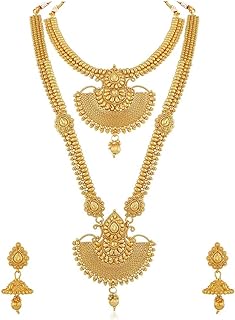 Traditional Ethnic Wedding Wear Bridal Choker Long Necklace With Jhumka Earrings Jewelry Set Gift for Women