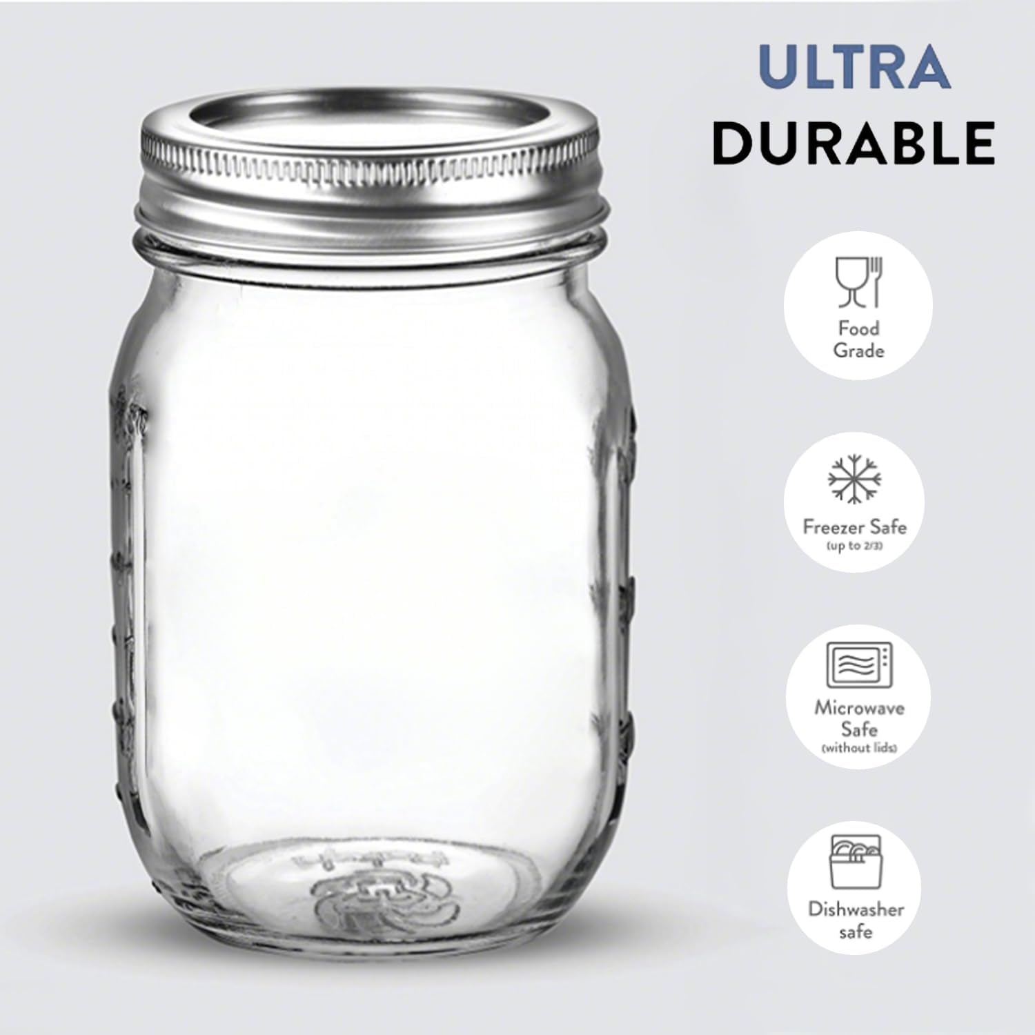 16 oz - 5-Pack Regular Mouth Glass Jars with Lid & Seal Bands - Airtight Container for Pickling, Canning, Candles, Home Decor, Overnight Oats, Fruit Preserves, Jam or Jelly