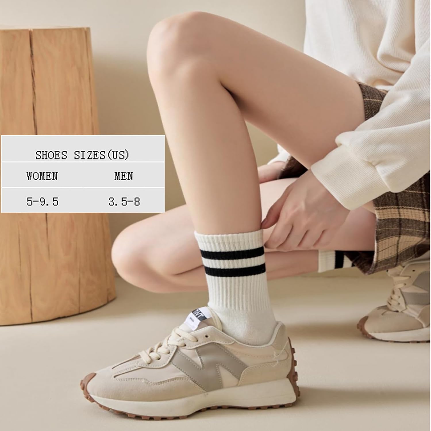 Womens Vintage Cotton Cozy Crew Socks,Striped Athletic Casual Socks for Women 8 Pairs,Gifts Box - Image 4