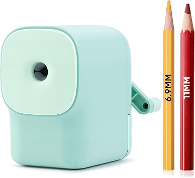 Deli Manual Pencil Sharpener for Classroom, 6.9-11mm No.2 /Colored Pencils, Auto-in Design with 5 Adjustable Settings for Students, Home, Office, Green