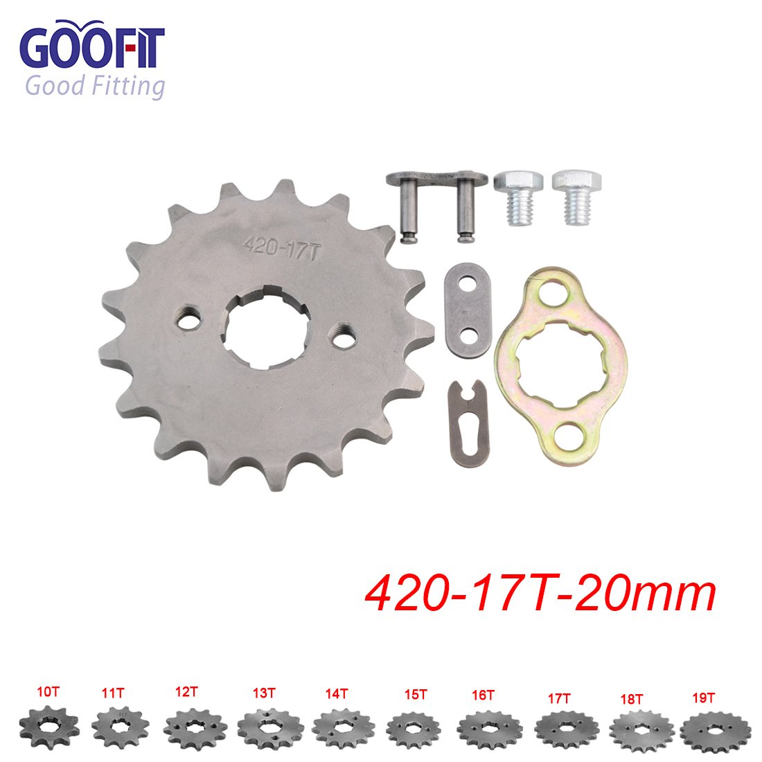 GOOFIT420 17 20mm Tooth Front Engine motorcycle Sprocket Chain Retainer Plate LockerEngine Replacement For 50cc 70cc 90cc 110cc Motorcycle Dirt Bike ATV Quad