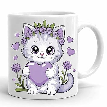 Cute Coffee Mug for Kids & Girls – Cartoon Cup, Gift for Birthday & School Use, Premium Ceramic, Microwave & Dishwasher Safe, Durable Printed Tea & Milk Mug (1Pc) (Cat-01)