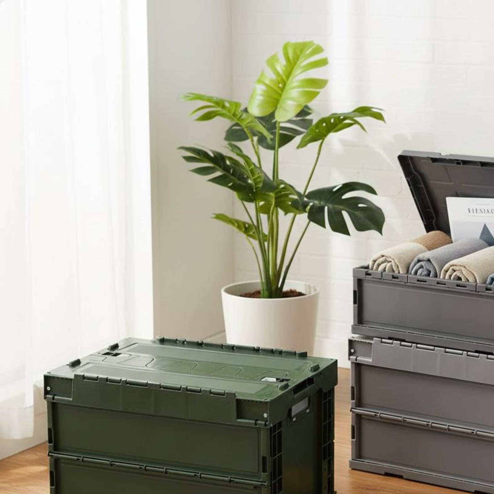 Faltbare Aufbewahrungsbox Klappkiste Lagerbehälter Multifunktionsbehälter Faltbar für Werkstatt Büroorganisation Lieferung Auto, Orange