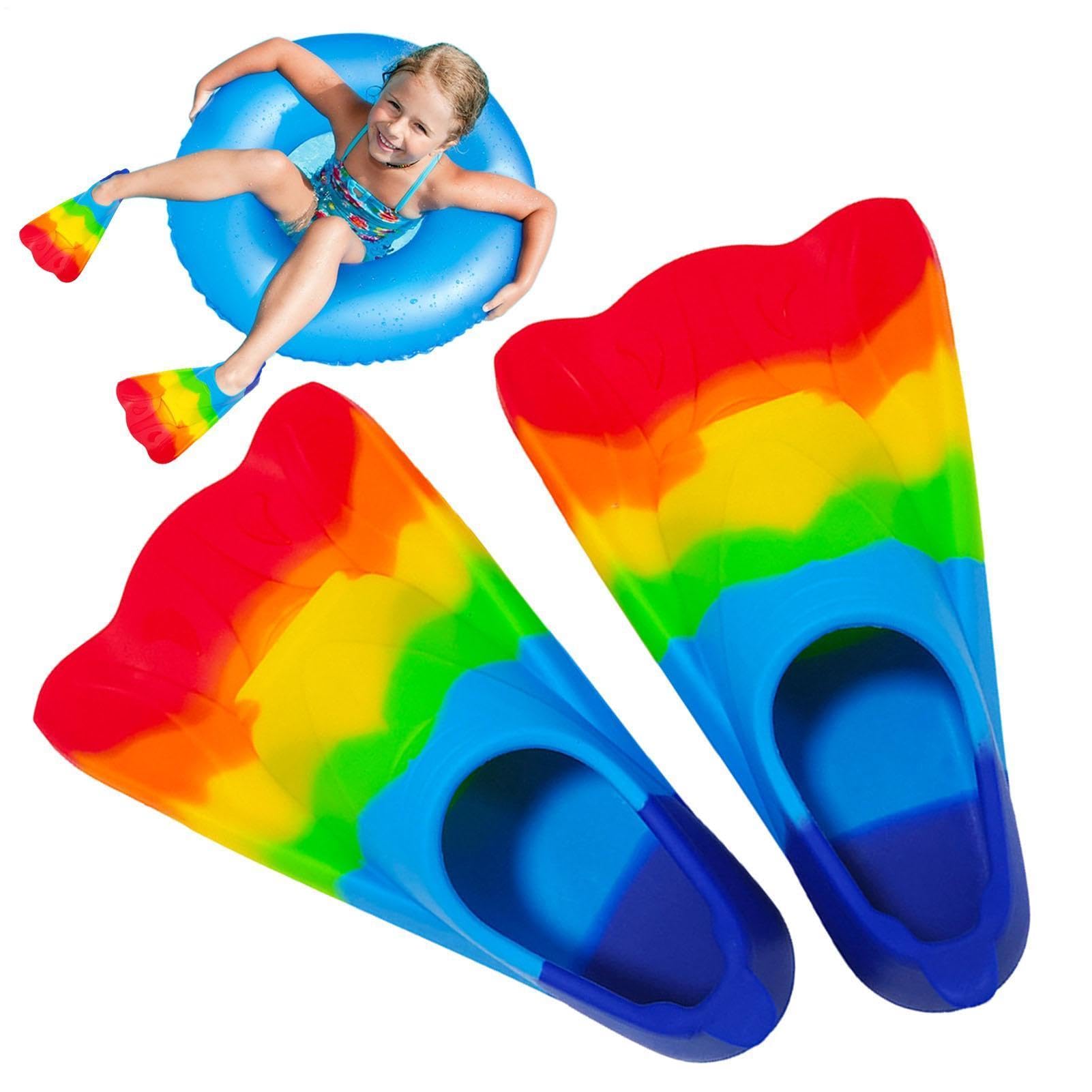 Palmes de natation arc-en-ciel portables de 218 cm, palmes d'entraînement en silicone, avec système de palmes, unité de conception légère, équipement facile à porter, palmes de natation courtes