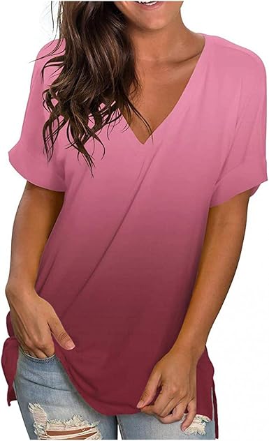 Amazon.com: Camisas para mujer de estilo casual, de manga corta, teñido  anudado, blusas estampadas degradadas, camisetas de verano holgadas : Ropa,  Zapatos y Joyería