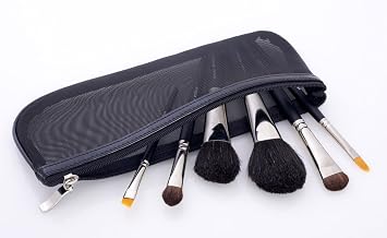 Chic Mom Makeup Brush Kit - 6-Piece Set with Mesh Bag, Professional Quality