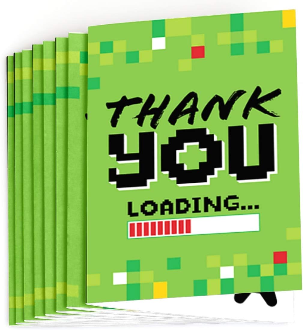 Big Dot of Happiness Game Zone - Pixel Video Game Party or Birthday Party Thank You Cards (8 count) (Pack of 2)