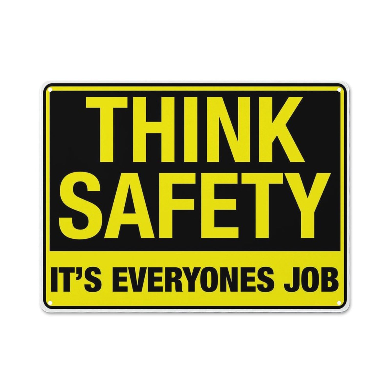 peiyeety Metal Tin Sign Think Safety It's Everyone's Job Marker Waterproof Rustproof Decorative Sign Ideal For Industrial Facilities Workplaces Safety Sign Promoting Workplace Safety 12×16 INCH