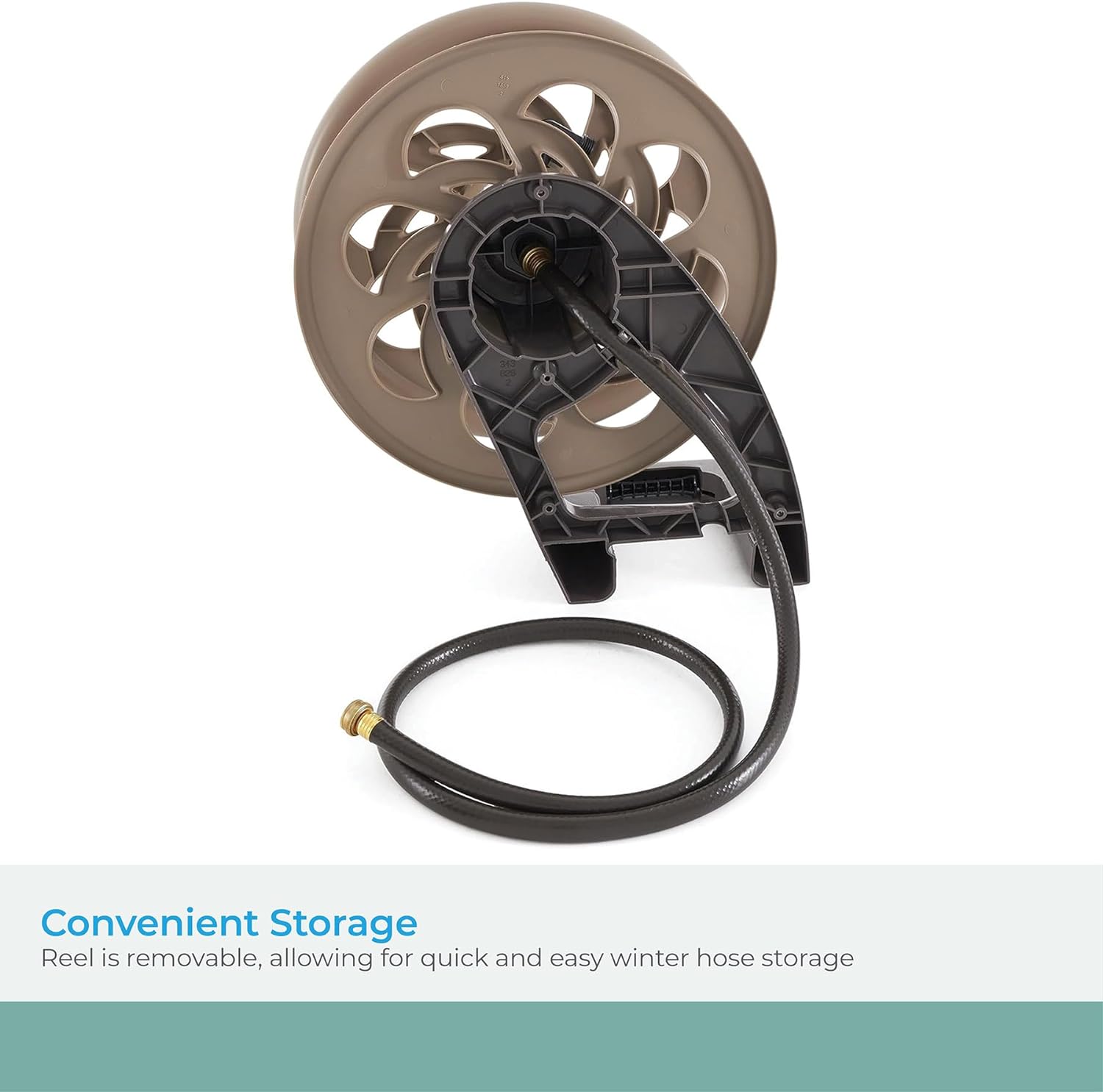 Suncast CPLSTA125B 125' Wall-Mounted Side Tracker Garden Hose Reel for 5/8" Hose with Guide for Patio or Garden, Dark Taupe