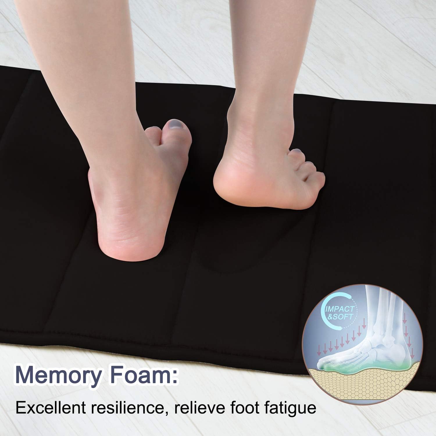 Memory Foam Bath Mat Rug, KIMODE Anti-Fatigue Soft Absorbent