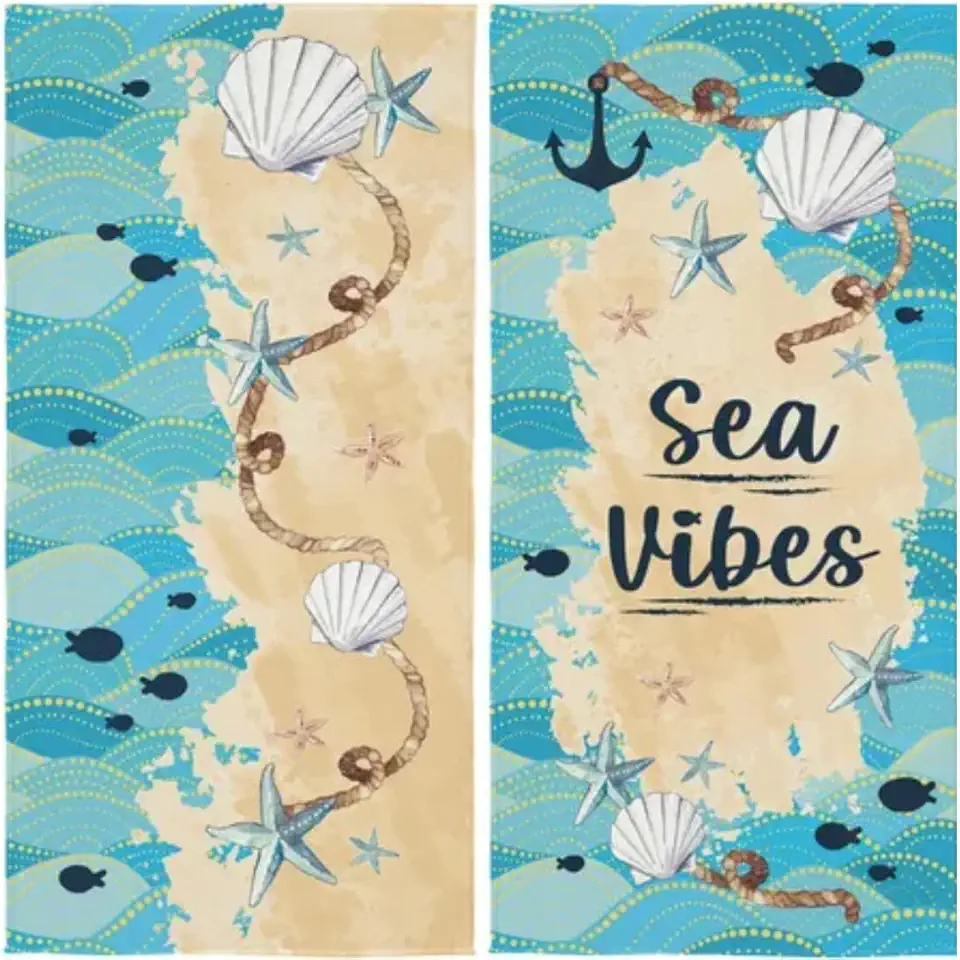 Kit 2 Toalhas De Praia 75cmx 1,50m Conchas Mar