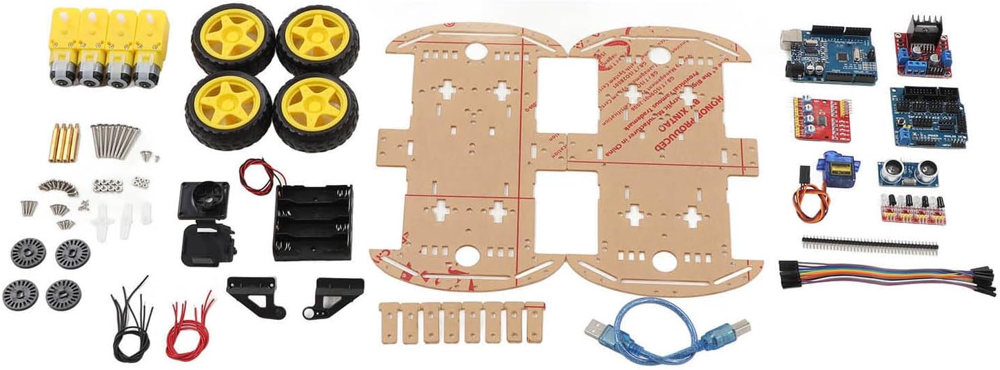 Smart Car Chassis Kit, Tracking Motor Robot Smart Car for 4WD DIY