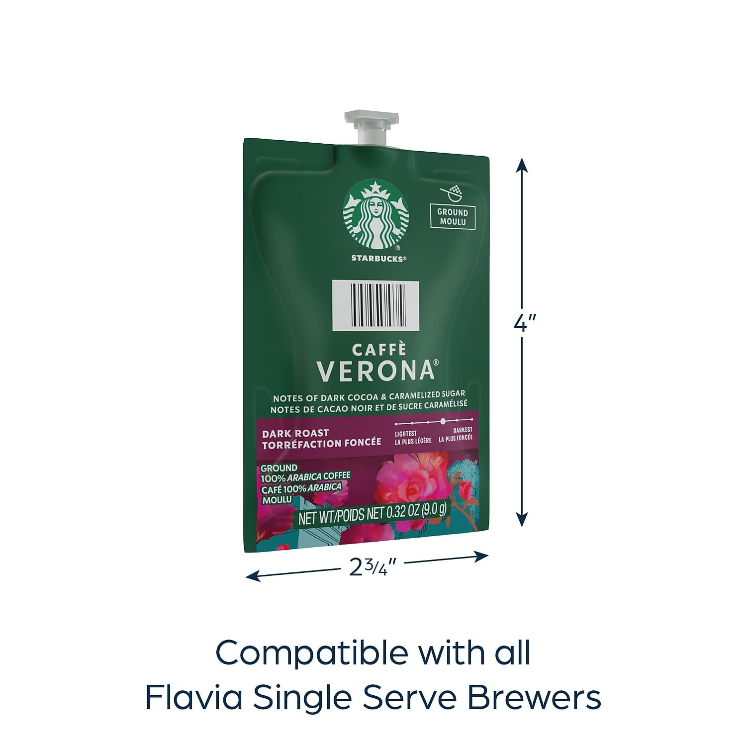 FLAVIA Starbucks Caffe Verona Coffee Freshpacks, .32 oz., 80/Carton (MDR10098) (SX03)