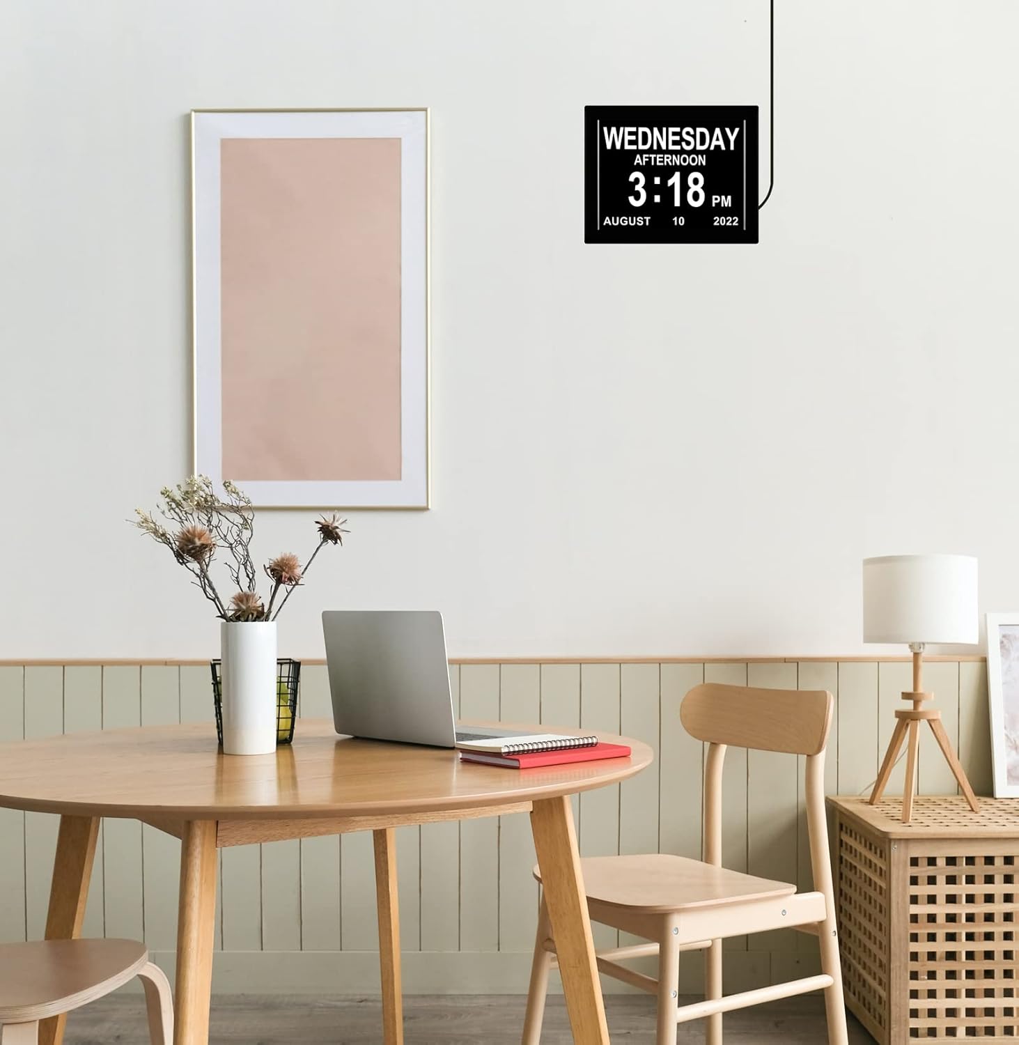 Digital Calendar Clock Date and Time Day of The Week Clock 8 Alarm Options + Auto Dimming for Seniors Dementia Elderly Patients