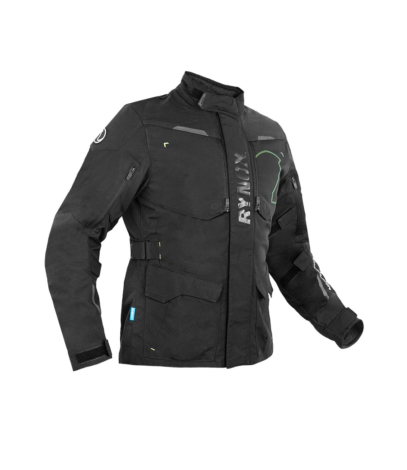 Rynox Advento Pro Jacket - Motorcycle Touring Jacket | Impact Protection | Abrasion Resistance - Black Hi-Viz Green, 3XL