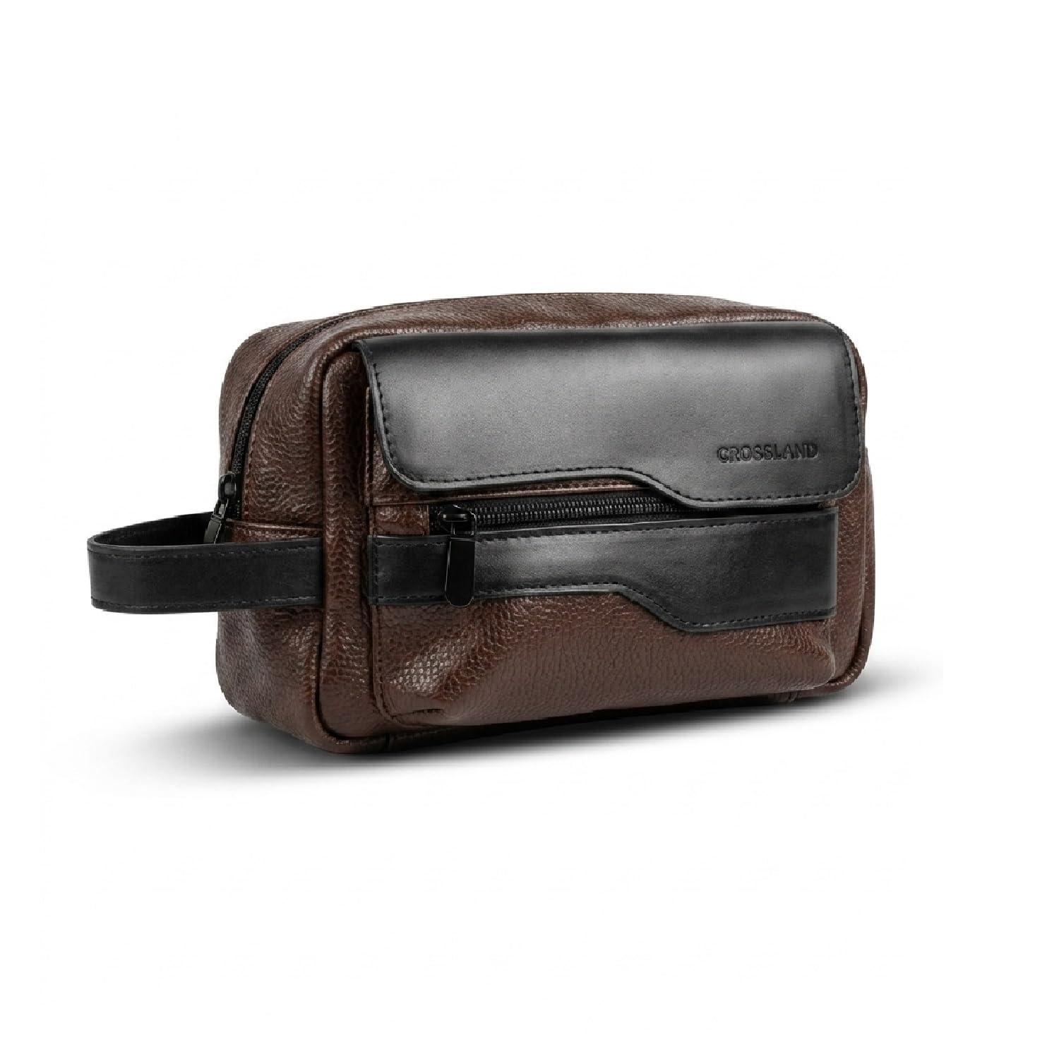 Crossland Mens HB-111 handheld men's organizer/toiletry-style pouch with a short side handle and multiple zippered compartments (pack of 1)