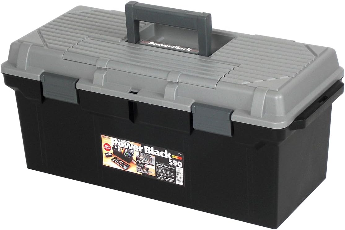 JEJ Astage Tool Power #590, Black, Width 23.2 x Depth 10.6 x Height 10.0 inches (59 x 26.8 x 25.3 cm), Tool Box, Outdoor Storage, Camping Tool Box