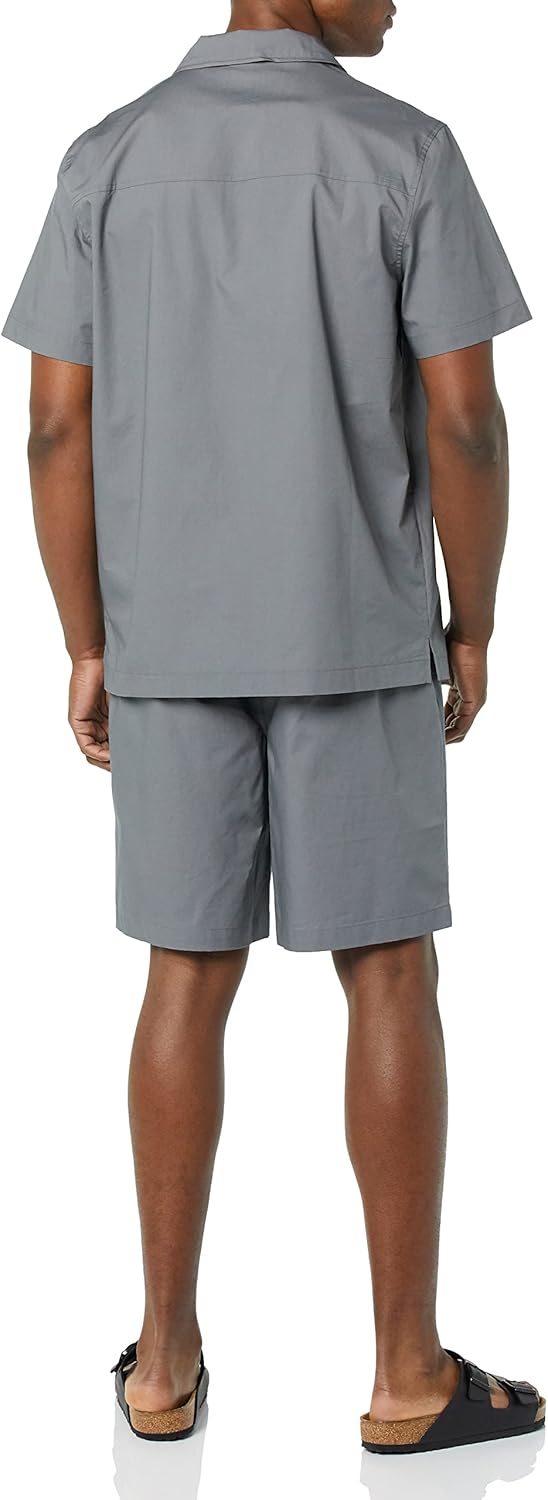 Amazon Essentials Mens Lightweight Woven Short Pajama Set with Notch Collar and Button Loungewear - Image 2