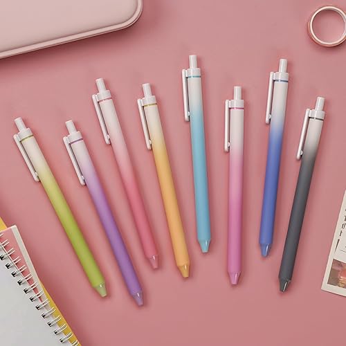 Miniatura 6 de WRITECH Bolígrafos de gel de punta fina bolígrafo retráctil de tinta de colores surtidos, escritura suave, 8 unidades, multicolor, punta media de