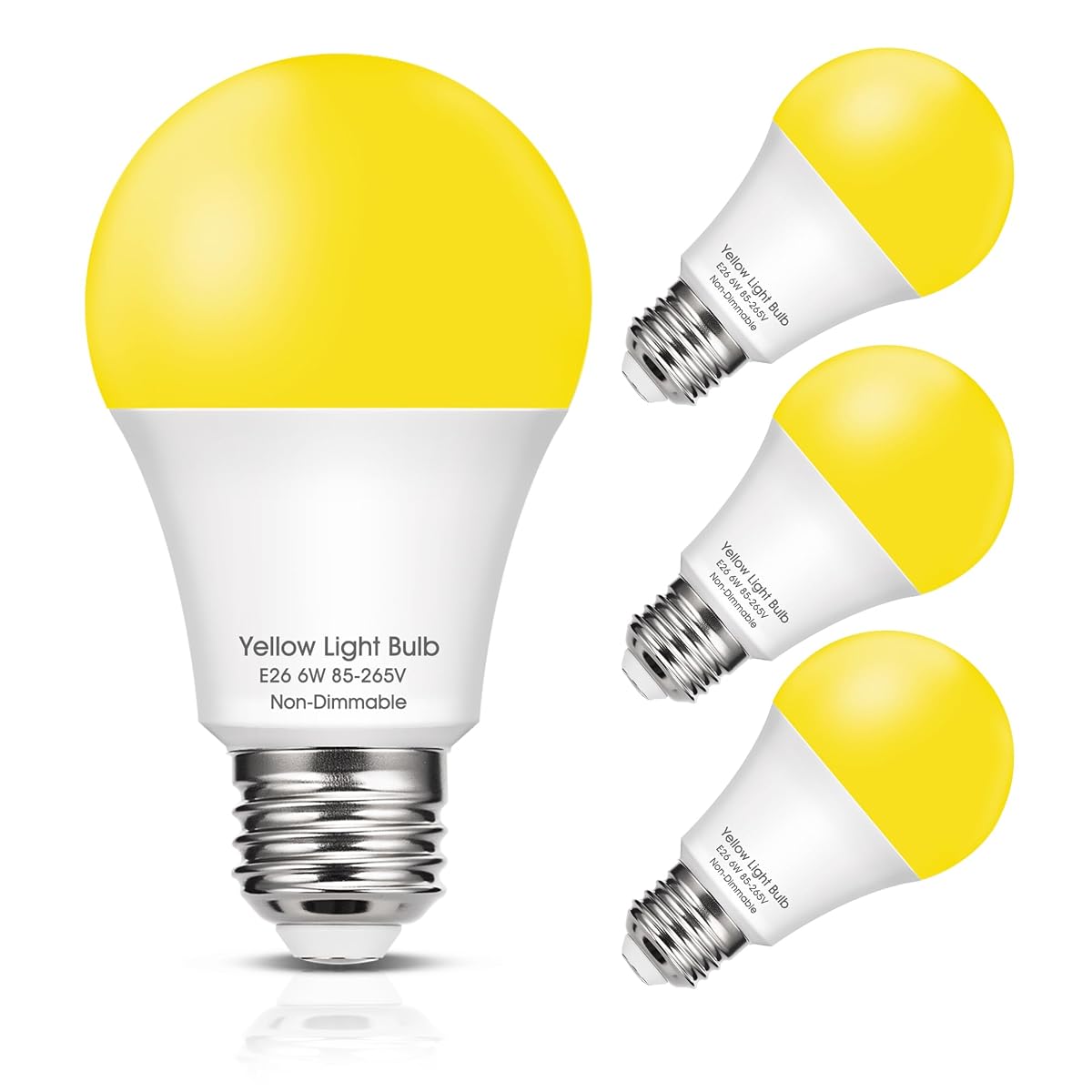 Evastary 6W Yellow Led Bug Light Bulbs, 40W Equivalent, Amber Night Lights, 4