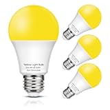EvaStary Yellow LED Light Bulb Outdoor, 6W Bug Light Bulbs 40W Equivalent Outside, A19 LED Amber Bedroom Night Lights, Warm LEDs Hallway Lighting Decorative Lamps, 4 Pack