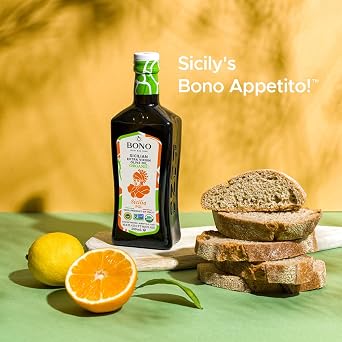 Bono Organic Sicilian PGI Extra Virgin Olive Oil, 16.9 Fl Oz USDA Organic, Non-GMO, Cold Extracted, Certified Gluten Free, Clean Label Project Purity Award Winner