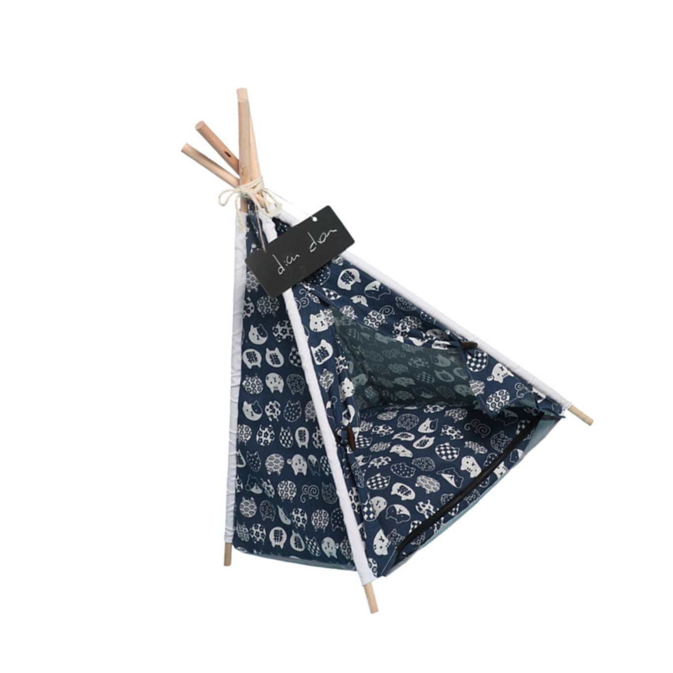 Tente pour Animaux de Compagnie Tente Démontable et Lavable en Lin et Bois Lit Confortable Design Sécurisé pour Chat et Chien, pour Intérieur et Extérieur