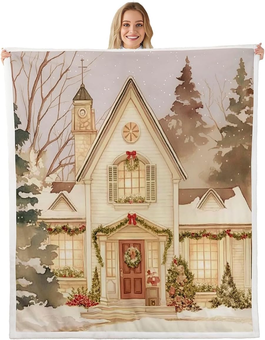 Erosebridal Christmas Decor Throw Blanket Throw 50x60,Cartoon Red Truck Fleece Blanket for Kids Boys Girls,Dog Pet Theme Fuzzy Blanket,Retro Green Xmas Ornaments Flannel Blanket for Sofa Bed Couch