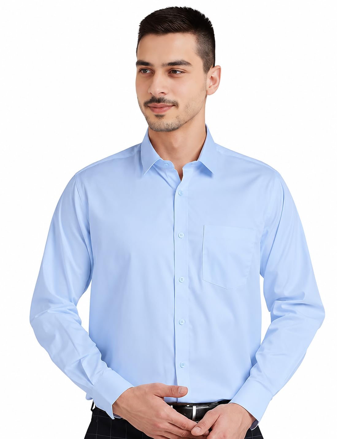 Men's White Premium Formal Shirt | Slim Fit Full Sleeve Blended Cotton Office, Interview Shirt-picture-55