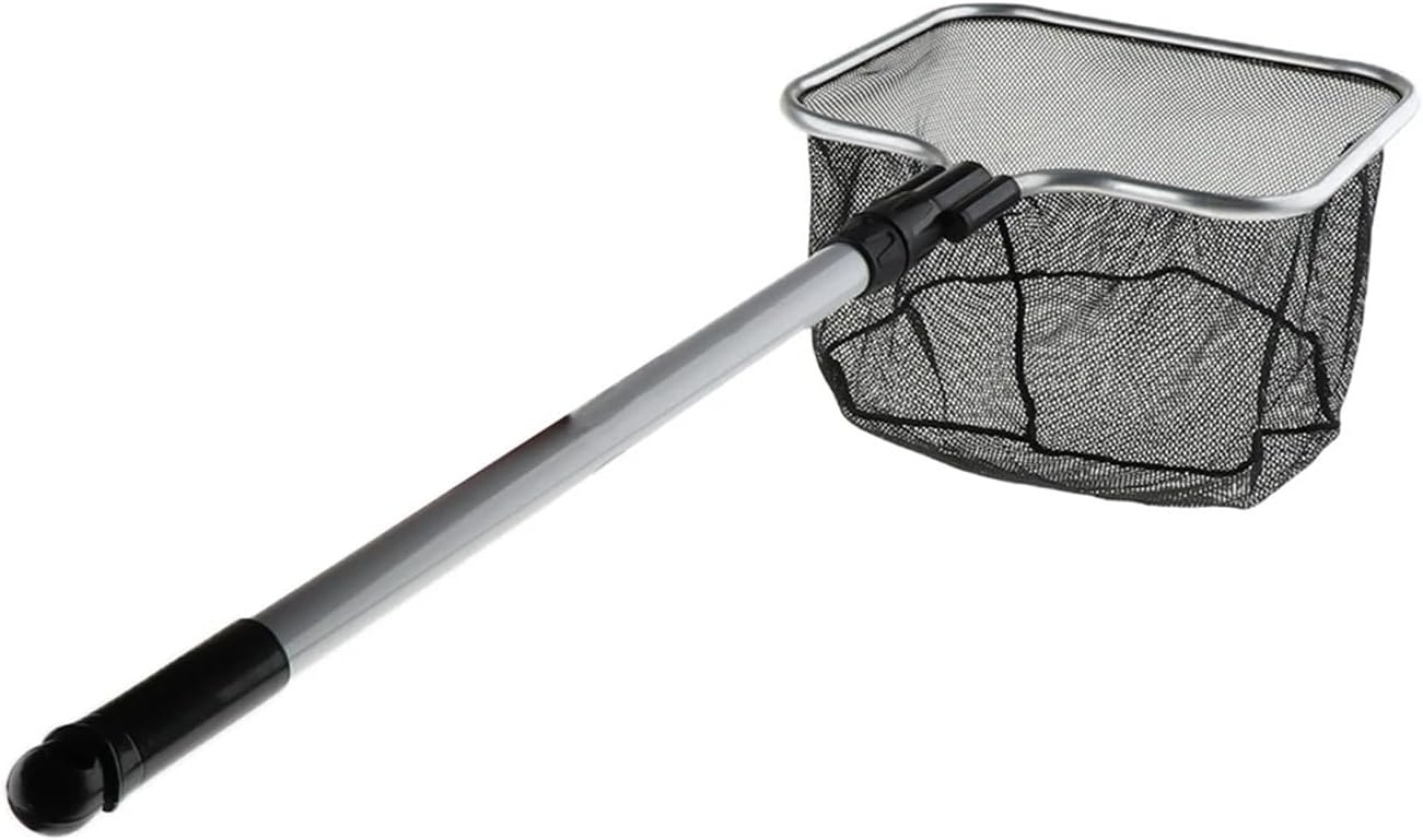 Compatible for Fish Catch Nets Pond Square Catching Landing Net with Handle Zinc Alloy