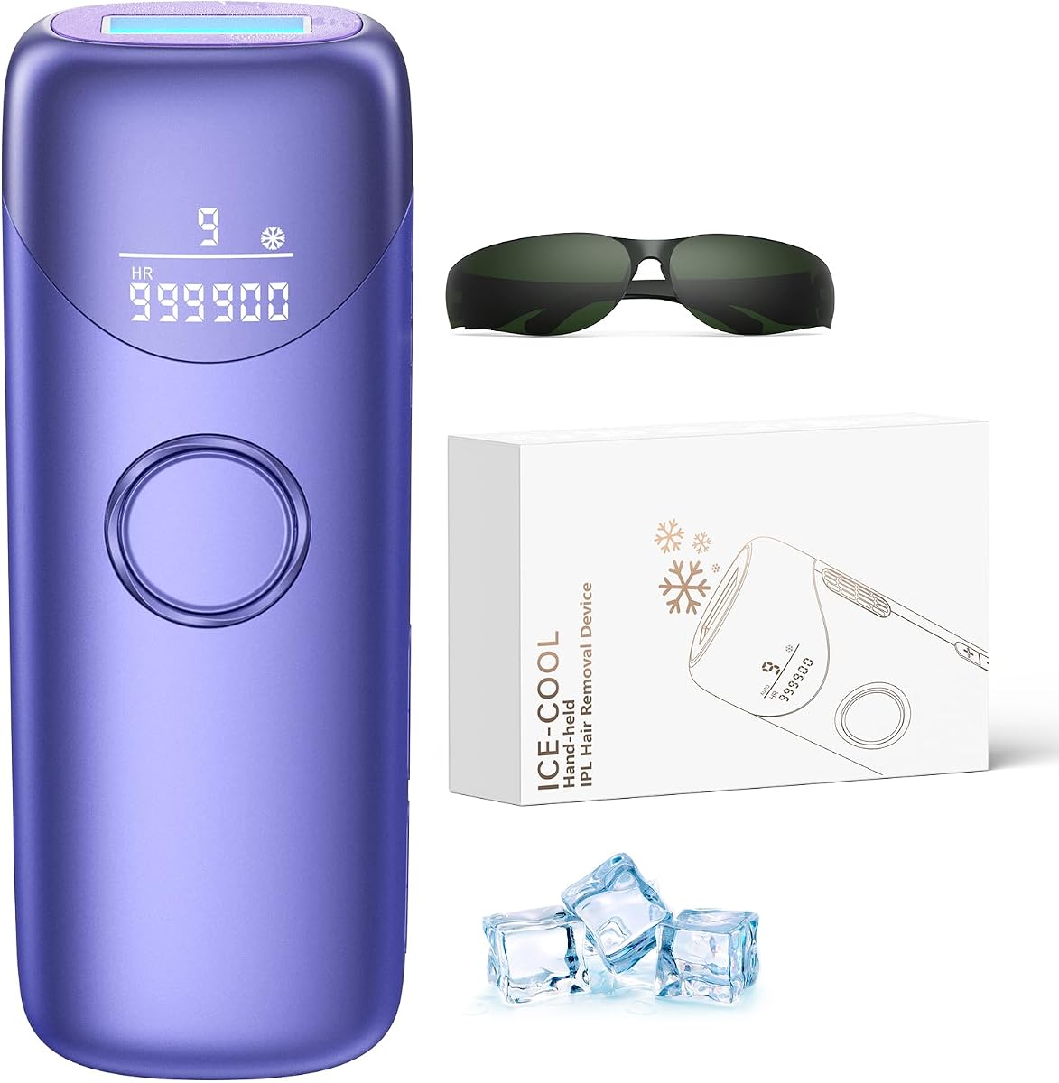 5°C Ice Cooling IPL Hair Removal Machine, Portable Handheld Depilator to Reduce Hair Regrowth, Whole Body Gentle Use for Body Skin(Purple)