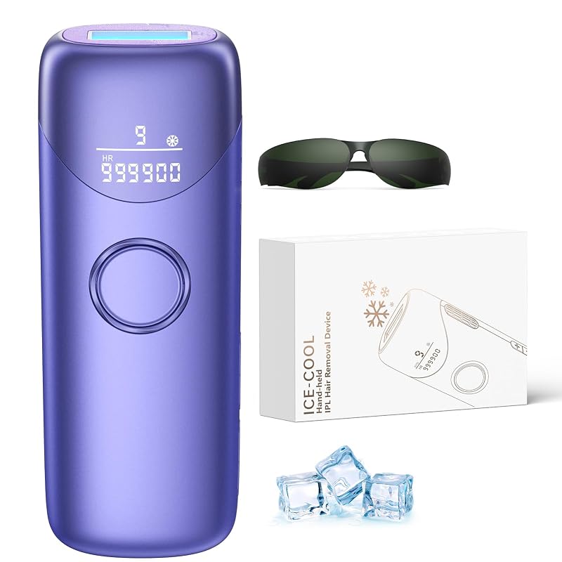 Ubroo CT05 Dispositivo IPL portátil para remoção de pelos com resfriamento a 5 °C, roxo