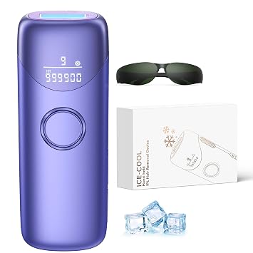 Ubroo 5C Ice Cooling IPL Hair Removal Machine, Portable Handheld Depilator to Reduce Hair Regrowth, Whole Body Gentle Use for Body SkinPurple