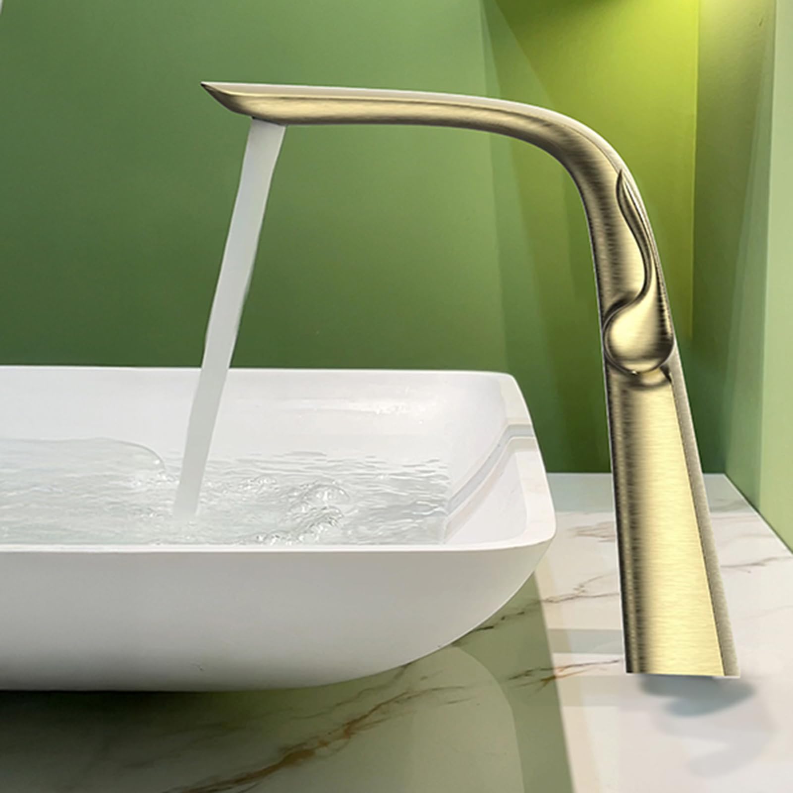 Mitigeur lavabo monotrou BiaoTeng or brossé pour eau chaude et froide en laiton