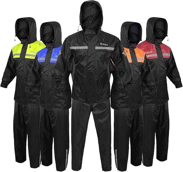 ALPHA CYCLE GEAR Rain Suit for Men & Women Jackets Pant Gear Reflective Rainsuit Waterproof