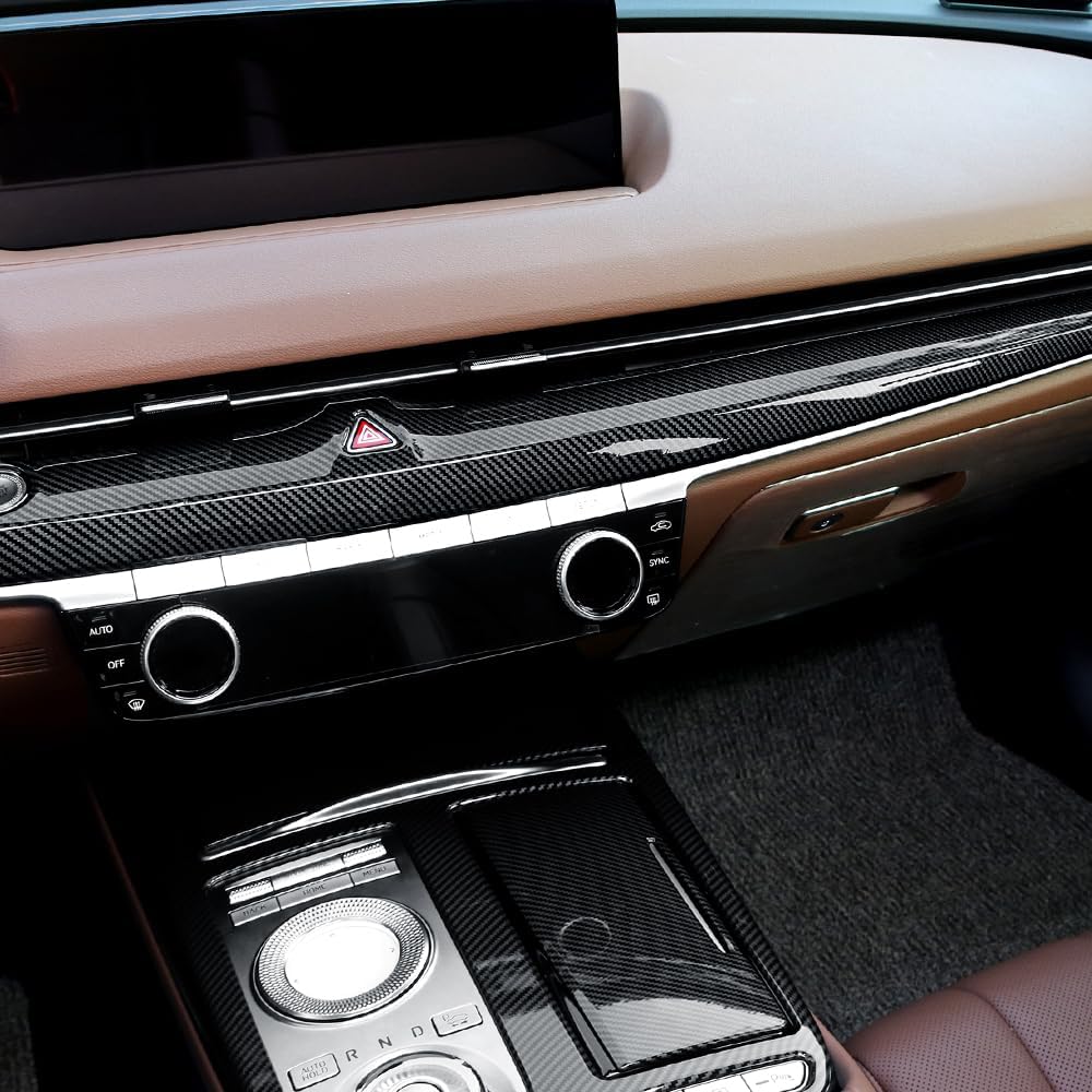 Cnaurda ABS Car Dash Cover Trim, Instrument Panel Moulding Trim, Center Console Dashboard Frame Cover Compatible with Genesis G80 2021-2024 Interior Accessories (Carbon Fiber Pattern)