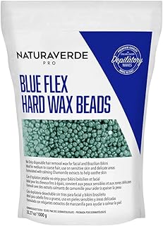 NaturaverdePro Blue Flex Hard Wax Beads, Body and Facial Hair Removal, Brazilian Bikini Wax for Women with Calming Chamomile - 2.2 lbs