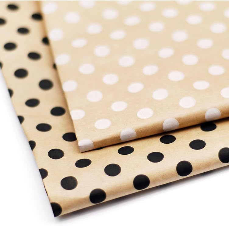 5 Adet Ambalaj ve Paket Kağıdı, Puantiye Desenli, Kraft-Siyah, (70x100cm) | Hediye Paketi ve Ambalaj Kaplama Kağıdı, Desenli Büyük Boy Ambalaj Kağıdı, Kraft Kağıt, Hediye Kutusu Paketleme Kağıdı