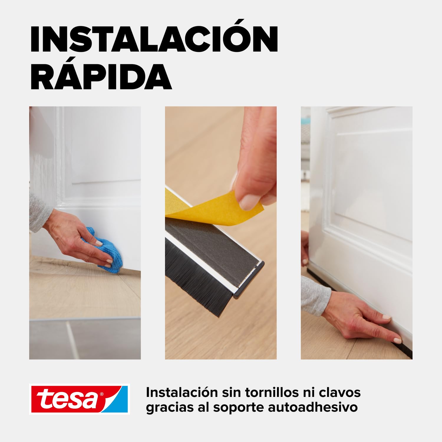 Tesa 05405-00100-00 - Riel de Sellado de Puertas, Moll para Suelos Irregulares, Blanco, 100 x 7 cm