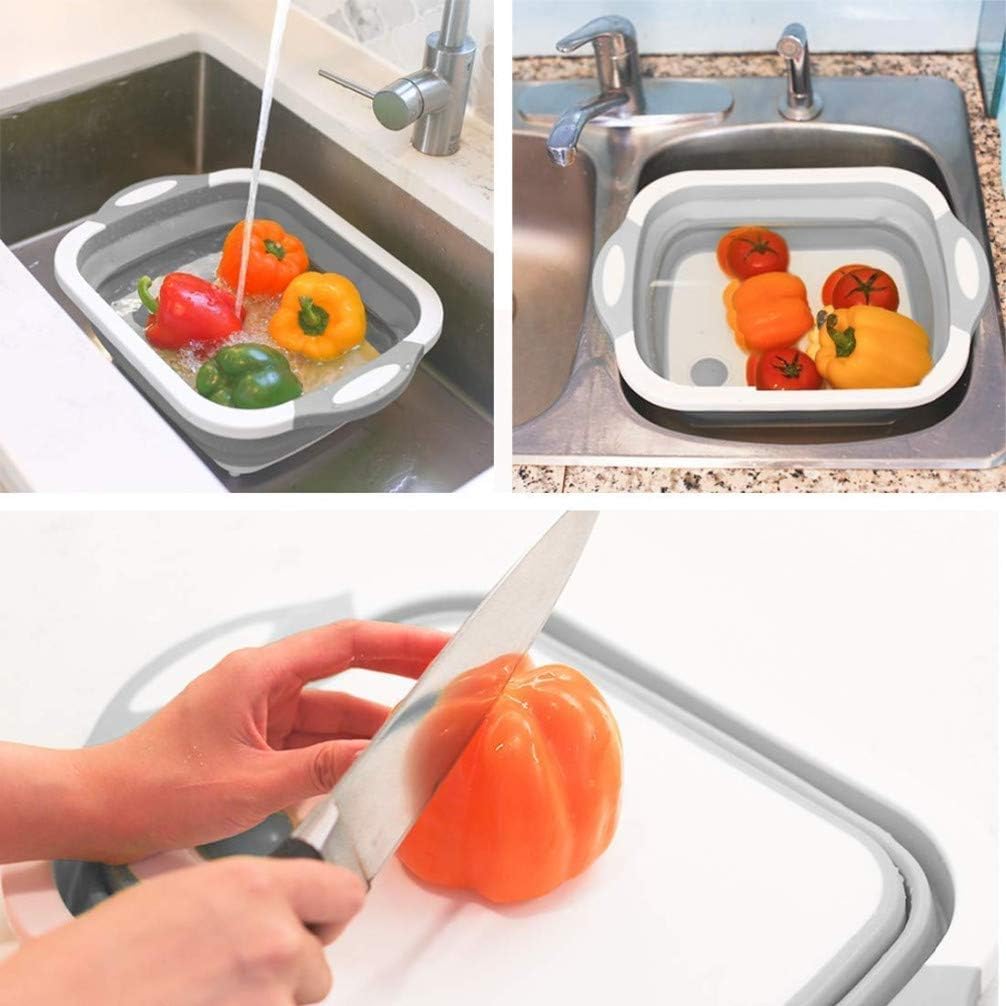 YukaBa Multi-function 3 In 1 Folding Cutting Board Portable Washing Fruit and Vegetable Basin Sink with Draining Plug