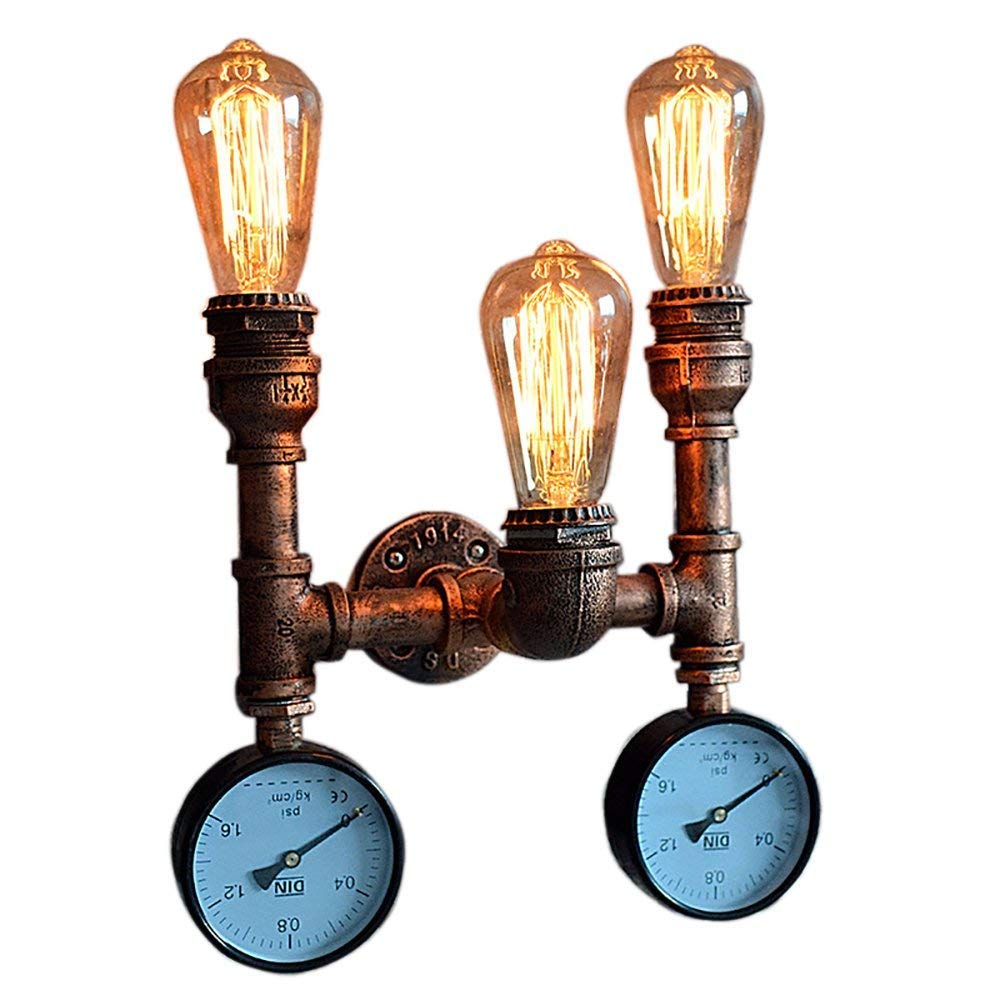 COCOL Vintage Steampunk Wall Lights Rustic Water Pipe Wall Light Industrial wall Sconce for Cafe Bar Home Decoration,E27 Bulb (Not Included) (Color : B)